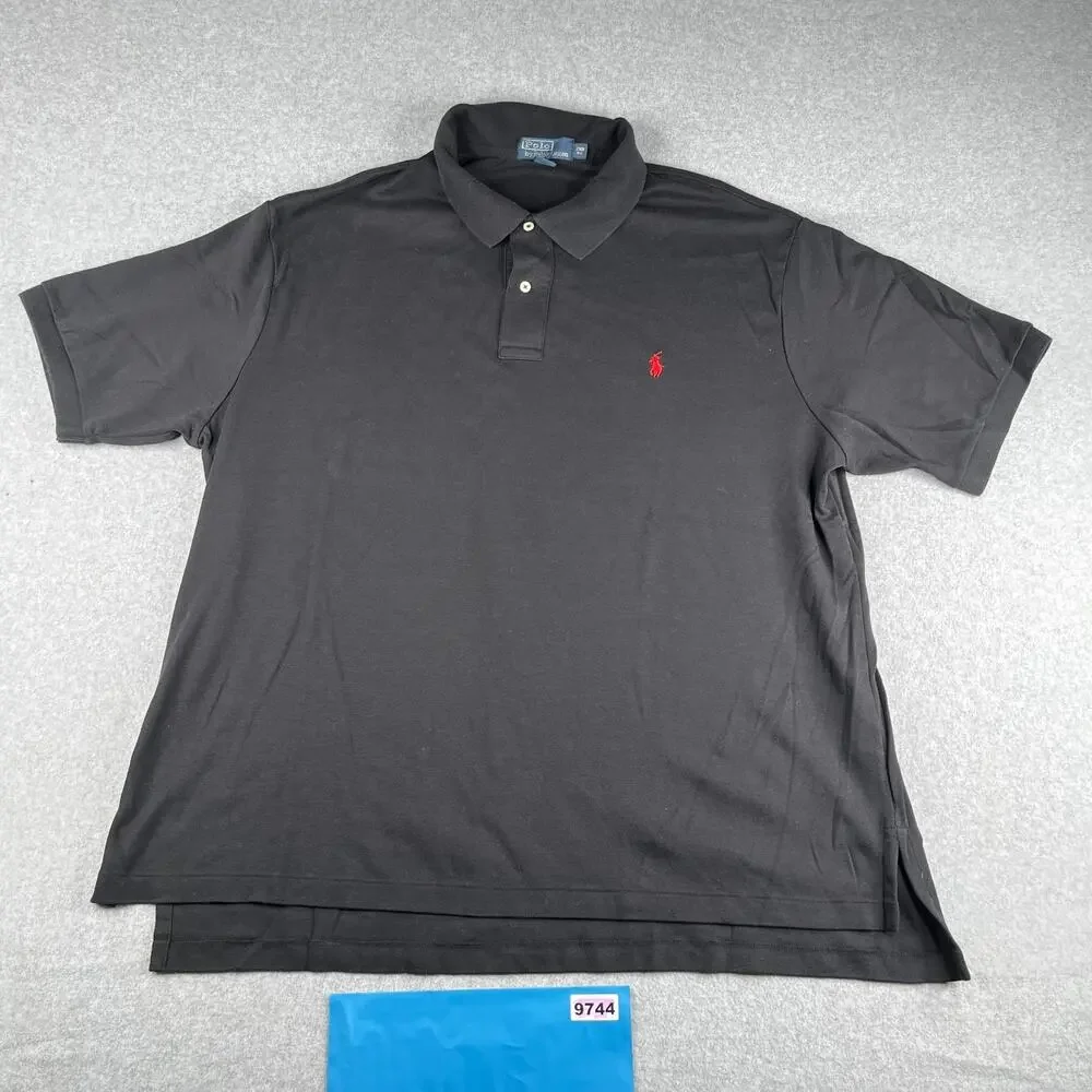 Polo Ralph Lauren Polo Shirt 2XB Big Black Red Pony Casual Rugby CLassic Mens